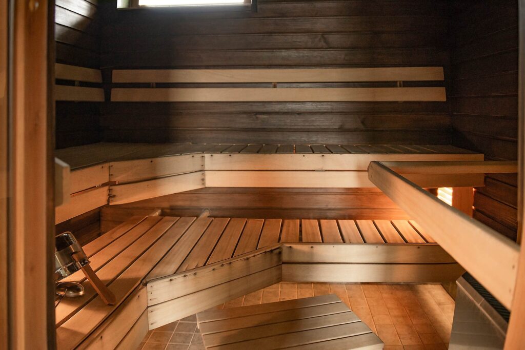Tilava sauna 14-hengen lomamökissä, K5 Villaksessa Levillä.
